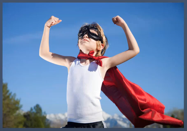 a child dressed as a superhero